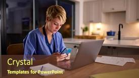  Presentation with scrubs - Presentation enhanced with tired-woman-in-medical-scrubs background and a tawny brown colored foreground