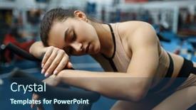  Presentation with stationary - Beautiful PPT layouts featuring tired-woman-sleeps backdrop and a ocean colored foreground