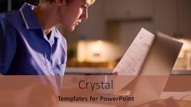  Presentation with medical laptop - Presentation with tired-woman-wearing-medical-scrubs background and a red colored foreground