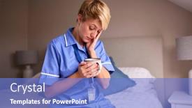  Presentation with nurses - PPT layouts consisting of tired-woman-wearing-nurses background and a  colored foreground