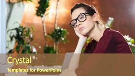  Presentation with unhappy - Slides with tired worker - unhappy beautiful young business woman background and a  colored foreground