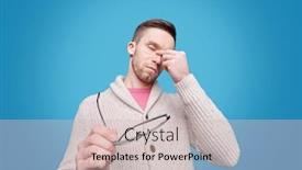  Presentation with tired - Audience pleasing slides consisting of tired-young-bearded-man backdrop and a soft green colored foreground