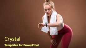  Presentation with tired - Beautiful slide deck featuring tired-young-blond-sportswoman backdrop and a tawny brown colored foreground