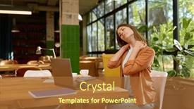  Presentation with coworking - Presentation having tired-young-business-woman-working background and a red colored foreground