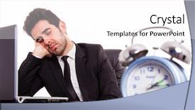  Presentation with next - Audience pleasing presentation theme consisting of tired young businessman sleeping next backdrop and a  colored foreground