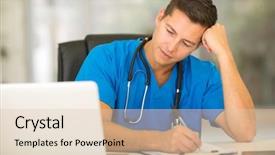  Presentation with doctor office - Amazing presentation design having tired young doctor working backdrop and a lemonade colored foreground