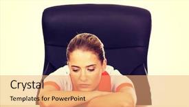  Presentation with trainee nurse sitting by female - Theme featuring tired young female doctoror nurse background and a coral colored foreground