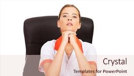  Presentation with tired - Colorful PPT theme enhanced with tired young female doctoror nurse backdrop and a lemonade colored foreground