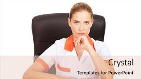  Presentation with tired - Slide deck featuring tired young female doctoror nurse background and a lemonade colored foreground