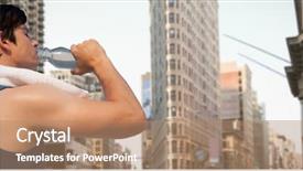  Presentation with benefits of drinking water - Amazing presentation design having tired young man drinking water backdrop and a coral colored foreground