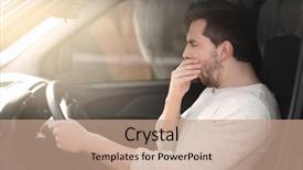  Presentation with safety driving - Beautiful presentation theme featuring tired young man driving his backdrop and a coral colored foreground