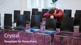  Presentation with tired runner - Amazing presentation theme having tired young man holding gasses backdrop and a  colored foreground