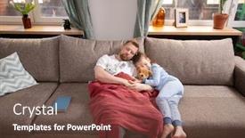  Presentation with dinner blue - PPT layouts with tired-young-man background and a tawny brown colored foreground