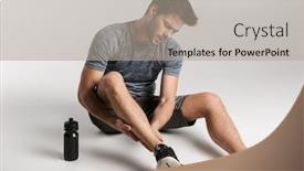  Presentation with ankle - Cool new PPT layouts with tired-young-sportsman-resting backdrop and a light gray colored foreground