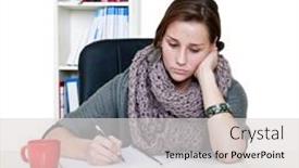  Presentation with study - Slide deck consisting of tired-young-woman-staring-aimlessly background and a light gray colored foreground