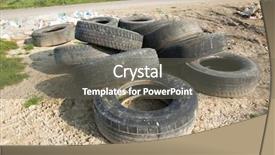  Presentation with recycle - Theme with tires discarded background and a  colored foreground