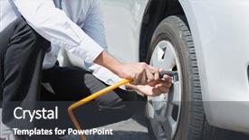  Presentation with tires - PPT theme with tires of his car background and a dark gray colored foreground