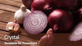  Presentation with garlic - PPT theme having tiroides - fresh red onions with garlic background and a tawny brown colored foreground