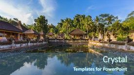  Presentation with bali temple - Cool new slide deck with tirta empul temple in bali backdrop and a ocean colored foreground