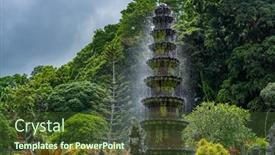  Presentation with indonesia - Colorful PPT theme enhanced with tirta-gangga-palace-in-bali backdrop and a tawny brown colored foreground