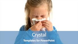 Presentation with nose - Slide deck consisting of tissue - cute little girl blowing nose background and a teal colored foreground