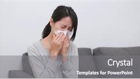  Presentation with sneezing - Beautiful slide deck featuring tissue - woman sneezing and cough backdrop and a gray colored foreground