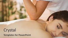  Presentation with tissue - Theme with tissue - young woman getting a massage background and a soft green colored foreground