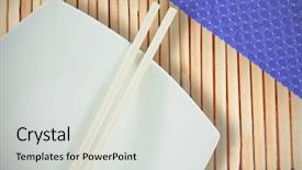  Presentation with chopsticks - PPT theme enhanced with tissue culture - close up of chopsticks background and a light gray colored foreground