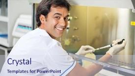  Presentation with tissue culture - Slide set having tissue culture - portrait of confident male technician background and a sky blue colored foreground