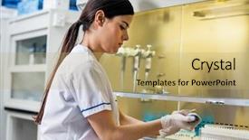  Presentation with tissue culture - Presentation design consisting of tissue culture - side view of young female background and a yellow colored foreground