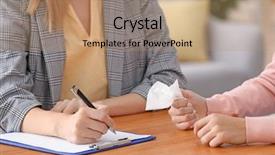  Presentation with female office graphics - PPT layouts consisting of tissue disorders - female psychologist working with patient background and a coral colored foreground