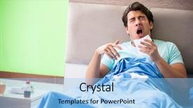  Presentation with insomnia - PPT layouts with tissue disorders - man suffering from sleeping disorder background and a light blue colored foreground