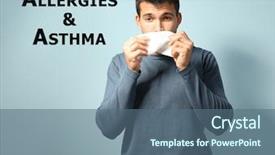  Presentation with asthma - PPT theme enhanced with tissue disorders - young ill man with symptom background and a ocean colored foreground