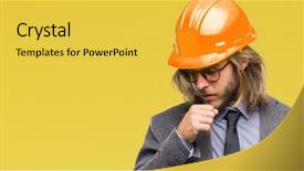  Presentation with architec - Presentation theme having tissue engineering - young handsome architec man background and a yellow colored foreground