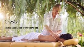  Presentation with man relaxing on massage table - Audience pleasing PPT layouts consisting of tissue regeneration - beautiful female having relaxing massage backdrop and a soft green colored foreground