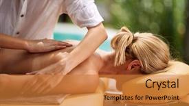  Presentation with tissue - Cool new presentation design with tissue regeneration - beautiful woman at spa backdrop and a gold colored foreground