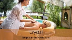  Presentation with tissue - Presentation theme enhanced with tissue regeneration - beautiful woman in spa salon background and a gold colored foreground
