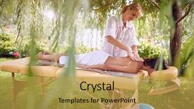  Presentation with masseur doing massage spa - Amazing slides having tissue regeneration - beauty spa treatment- masseur is backdrop and a yellow colored foreground