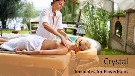  Presentation with spa salon - Cool new presentation with tissue regeneration - massage - beautiful woman backdrop and a coral colored foreground