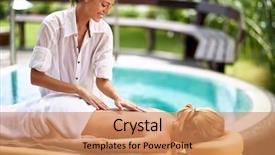  Presentation with spa - Presentation theme having tissue regeneration - masseur is massaging a woman background and a coral colored foreground