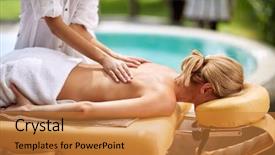  Presentation with medical spa massage outdoor balinese - Slides with tissue regeneration - relaxed woman receiving a massage background and a  colored foreground