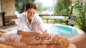  Presentation with massage therapist - Amazing PPT theme having tissue regeneration - smiling massage therapist doing backdrop and a coral colored foreground