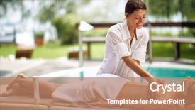  Presentation with tissue - Presentation theme enhanced with tissue regeneration - smiling masseur is massaging background and a coral colored foreground