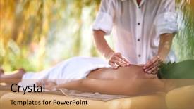  Presentation with wellness nature - PPT theme enhanced with tissue regeneration - young woman is relaxing background and a coral colored foreground