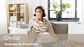  Presentation with tissue paper - PPT theme featuring tissues - healthcare cold hygiene and people background and a coral colored foreground