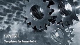  Presentation with titanium - Colorful PPT theme enhanced with titanium and steel gears against brushed aluminum bluish toning idea backdrop and a gray colored foreground