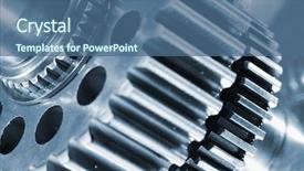  Presentation with titanium - Slides featuring gearwheel - titanium and steel gears engineering background and a ocean colored foreground