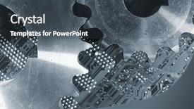  Presentation with titanium - PPT theme consisting of titanium gears and computer circuitboard background and a tawny brown colored foreground