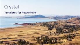  Presentation with america - Presentation design consisting of titikaka-lake-in-peru-south background and a sky blue colored foreground