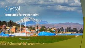  Presentation with america - Cool new PPT theme with titikaka-lake-in-peru-south backdrop and a seafoam green colored foreground